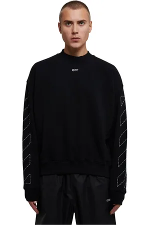 OFF-WHITE Sweatshirts & Hoodies, Heren, Zwart, S, Katoen, Arrow Stitching Sweater
