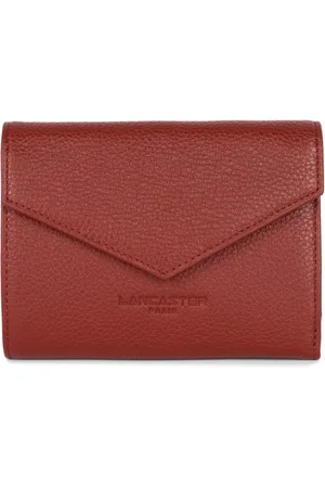 Lancaster Accessoires, unisex, Rood, ONE Size, Leer, Leren portemonnee met klep en drukknoopsluiting