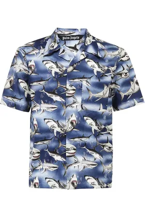 Palm Angels Overhemden, Heren, Blauw, M, Katoen, Blauw Overhemd