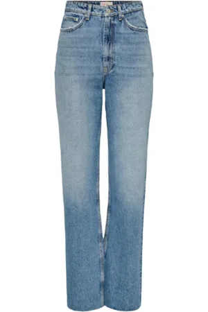 ONLY Jeans, Dames, Blauw, W31 L32, Katoen, Blauwe effen katoenen jeans met zakken