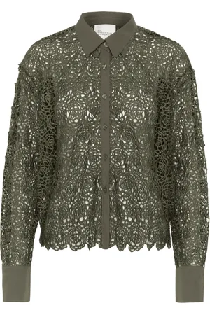 My Essential Wardrobe Blouses & Shirts, Dames, Groen, S, Polyester, Geborduurde Blouse met Zeeschildpadden