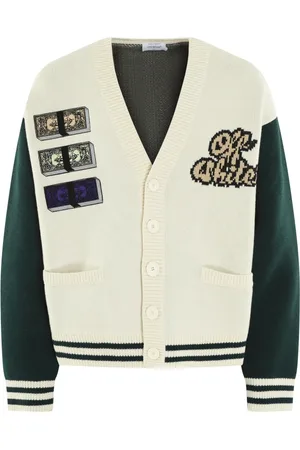 OFF-WHITE Truien, Heren, Wit, M, Crystal Cash Varsity Cardigan