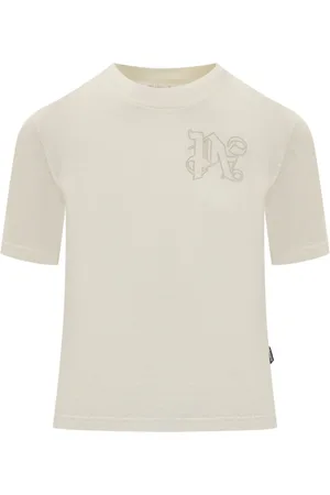 Palm Angels Tops, Dames, , M, Katoen, Katoenen T-shirt met Ronde Hals