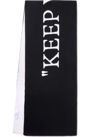 OFF-WHITE Accessoires, Dames, Zwart, ONE Size, Wol, Gebreide wollen sjaal