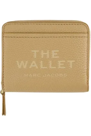 Marc Jacobs Accessoires, Dames, Bruin, ONE Size, Katoen, Gestructureerde Kalfsleren Portemonnee & Kaarthouder