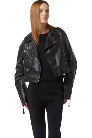 Silvian Heach Jassen, Dames, Zwart, L, Leer, Bikerjack in imitatieleer