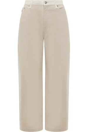 Stella McCartney Broeken, Dames, , W30, Katoen, Wijde lange jeans met metalen logo