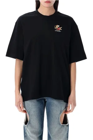 OFF-WHITE Tops, Dames, Zwart, M, Katoen, Stijlvol Boekenwurm T-shirt
