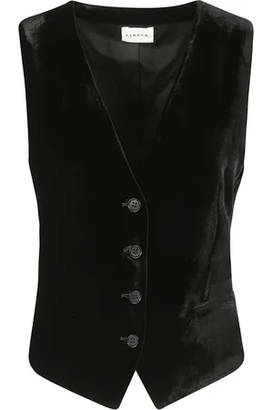P.A.R.O.S.H. Jassen, Dames, Zwart, S, Velvet Vest voor een Gelaagde Look