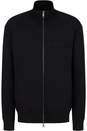 Armani Exchange Sweatshirts & Hoodies, Heren, Zwart, XL, Katoen, Zwarte biologisch katoenen rits sweatshirt