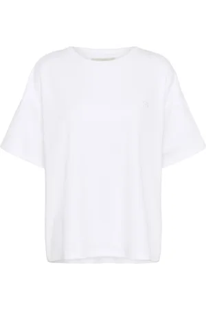 My Essential Wardrobe Tops, Dames, Wit, Xs/S, Katoen, Geborduurde Tee Top Helder Wit