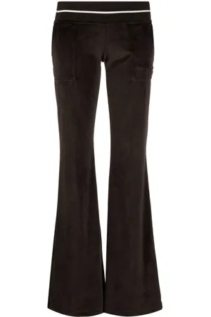 Palm Angels Broeken, Dames, Zwart, L, Katoen, Wijde Pijpen Broek