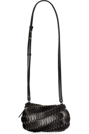 Paco rabanne Tassen, Dames, Zwart, ONE Size, Leer, Leren Crossbodytas met Verstelbare Riem