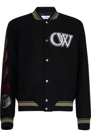 OFF-WHITE Jassen, Heren, Zwart, M, Wol, Moon Phase Varsity Bomberjack