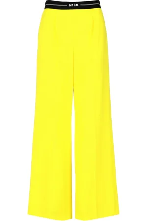 Msgm Broeken, Dames, Geel, S, Wol, Gele Wollen Broek