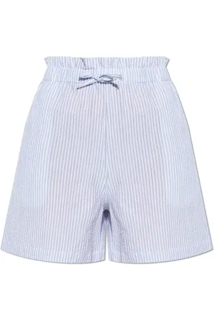 Woolrich Korte broeken, Dames, Blauw, S, Katoen, Gestreept patroon shorts
