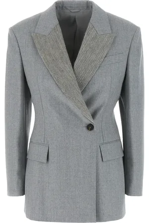 Brunello Cucinelli Jassen, Dames, Grijs, M, Wol, Stijlvolle Jassen en Vesten Collectie