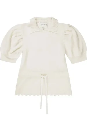 Munthe Truien, Dames, Wit, 2Xl, Wol, Elegante Knit met Pofmouwen