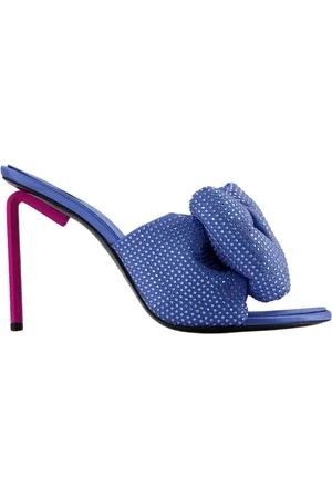 OFF-WHITE Schoenen, Dames, Blauw, 39 EU, Katoen, Strass Pop Muiltjes