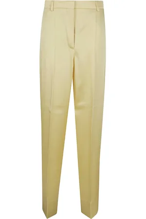 Stella McCartney Broeken, Dames, Geel, 3Xs, Satijn, Kanariegele Satijnen Broek Topwear