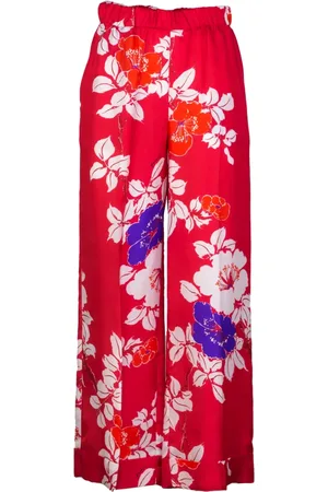 P.A.R.O.S.H. Broeken, Dames, Veelkleurig, S, High Waist Broek met Bloemenprint