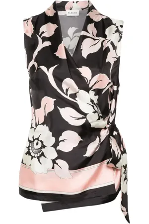 P.A.R.O.S.H. Blouses & Shirts, Dames, Veelkleurig, L, Bloemige Perzik Blouse