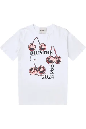 Munthe Tops, Dames, Wit, M, Katoen, Elegante T-shirt met grafische jubileumprint