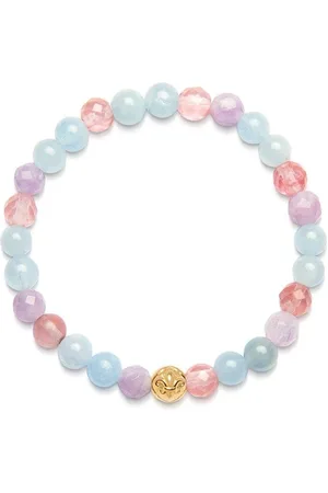 Nialaya Accessoires, Dames, Geel, M, Dames Armband met Kersenkwarts, Amethist Lavendel en Aquamarijn