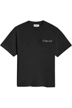 A PAPER KID Tops, Heren, Zwart, XL, Katoen, Geborduurd Unisex Katoenen T-shirt, Zwart