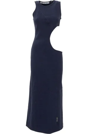 OFF-WHITE Kleedjes, Dames, Blauw, S, Cut-Out Maxi Jurk