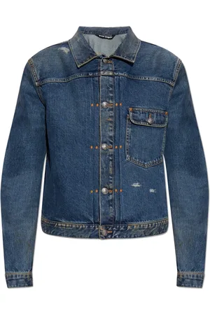 Palm Angels Jassen, Heren, Blauw, XL, Denim, Denim Jack met Vintage Effect