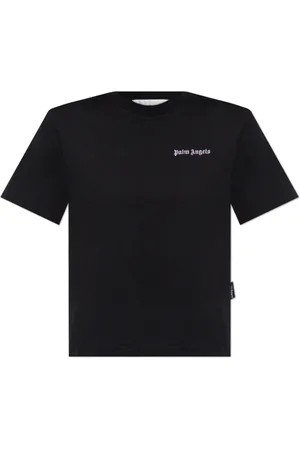 Palm Angels Tops, Dames, Zwart, XS, Katoen, Logo T-Shirt