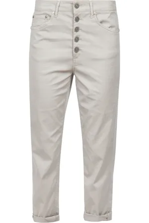 Dondup Broeken, Dames, Grijs, W30, Katoen, Wijde Pasvorm Drill Broek Koons Model