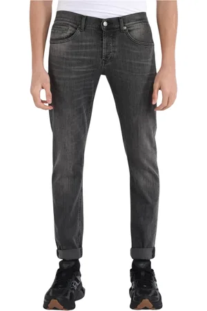 Dondup Jeans, Heren, Grijs, W31, Katoen, Skinny Fit Gebruikte Jeans met Metalen Logo