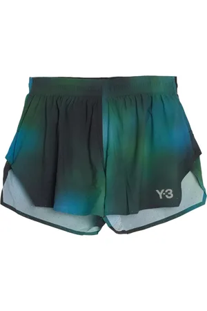 Y-3 Korte broeken, Heren, Veelkleurig, S, Groene elastische taille slip zakken shorts