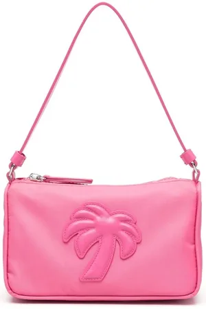 Palm Angels Tassen, Dames, Roze, ONE Size, Katoen, Logo-Appliqué Schoudertas