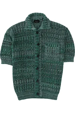 Roberto Collina Truien, Heren, Groen, M, Mint Groen Gebreid Overhemd