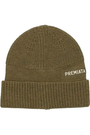 Premiata Accessoires, unisex, Groen, ONE Size, Wol, Gebreide wollen muts met omslag