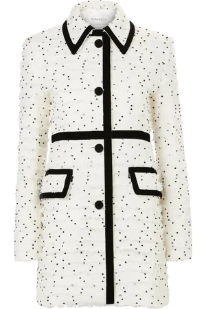 Nina Ricci Jassen, Dames, Wit, XL, Tweed, Polka-Dot Tweed Jas