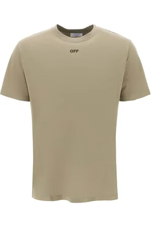 OFF-WHITE Tops, Heren, Groen, M, Katoen, Arrow Geborduurd T-Shirt