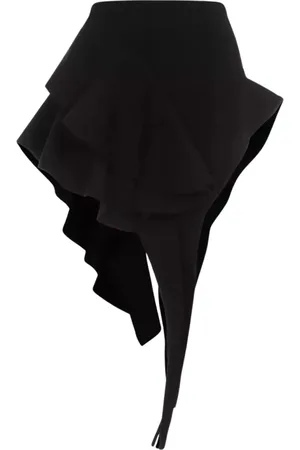 MUGLER Rokken, Dames, Zwart, M, Asymmetrische Minirok met Ruffles