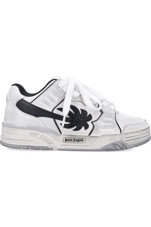 Palm Angels Schoenen, Heren, Wit, 40 EU, Versleten Sneakers met Verlengde Palmboom