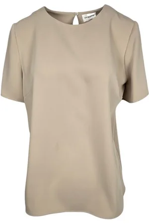 P.A.R.O.S.H. Blouses & Shirts, Dames, , S, Polyester, Zandkleurige top met korte mouwen