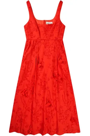 Munthe Kleedjes, Dames, Rood, L, Katoen, Elegante Bloemenjurk