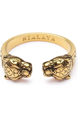 Nialaya Accessoires, Heren, Geel, 60 MM, Gouden Panter Ring