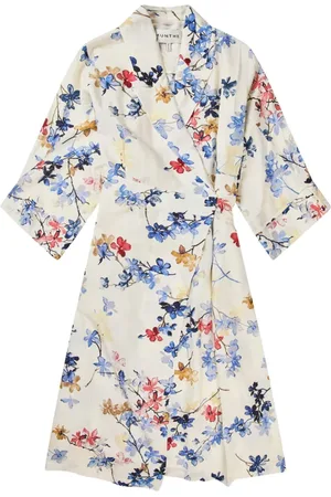 Munthe Kleedjes, Dames, Veelkleurig, 2Xl, Bloemenwikkeljurk met tailleband