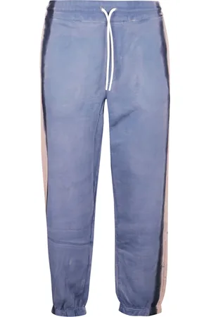 Msgm Broeken, Heren, Blauw, L, Katoen, Track pants met zijstreep en trekkoord