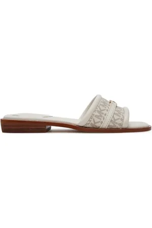 Michael Kors Schoenen, Dames, , 38 EU, Leren Slide Sandaal met Logoprint
