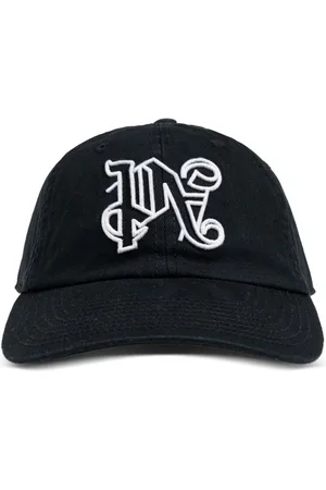 Palm Angels Accessoires, Heren, Zwart, ONE Size, Katoen, Zwarte Pet met Geborduurd Logo en Gebogen Klep