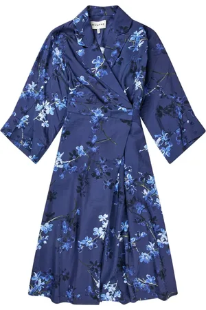 Munthe Kleedjes, Dames, Blauw, L, Floral Wrap Dress